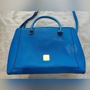 MCM Handbag Shoulder Bag Blue Leather